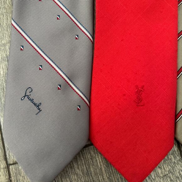 Designer Tie Lot of 4 Givenchy, Christian Dior, Yves Saint Laurent & More - Picture 3 of 10